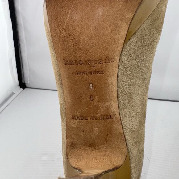 Kate Spade New York Round Toe Pump 3.5” Heels Beige‎ Suede 8B Made In Italy - Picture 9 of 13